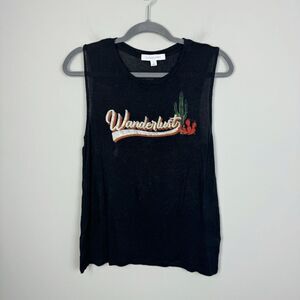 DAYDREAMER | Wanderlust Black Sleeveless Graphic Tank Top Women’s Size Small